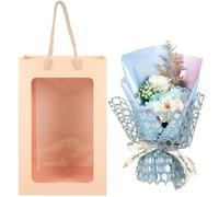 NUOBESTY Bouquet di Rose di Sapone Profumato con Scatola Trasparente Fiore Artificiale Leggero per Festa della Mamma Decorazione Casa e Regalo Nozze Elegante