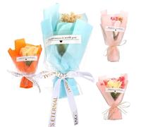 NUOBESTY Bouquet di Rose di Sapone Romantico con Gipsofila Conservata, 4 Pezzi, Sapone Naturale Profumato, Decorazione Casa e Regalo la Festa degli Innamorati