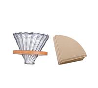 NUOBESTY Caffettiera Manuale con Filtro Vetro Trasparente e Supporto Riutilizzabile e Compatto per Persone Filtro Carta Incluso Facile da e Resistente