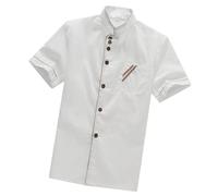 NUOBESTY Camicia da Chef Unisex a Maniche Corte Bianca per Ristorante | Cotone e Poliestere, Design Semplice, per Forno e Servizio Alimentare, Comoda, Traspirante, Resistente