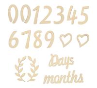 NUOBESTY Carte di Crescita in Legno per Ragazzo Ragazza, Set da 17 Pezzi Numeri e Parole Giorni Mesi Anni", Accessori Fotografici per Primo Compleanno e Traguardi di Crescita, Gioco