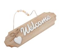 NUOBESTY Cartello di Benvenuto in Legno Rustico da Appendere Decorazione per Porta di Ingresso e Bar Targhetta Decorativa in Legno Naturale Fiocco Atmosfera Accogliente per Negozi e