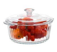 NUOBESTY Casseruola in Vetro Borosilicato da 2,4l con Coperchio Trasparente Rotondo, Teglia Profonda per Forno, Pirofila Multiuso per Stufati, Zuppe e Brasati, per Cucina Casalinga