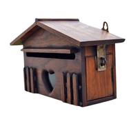 NUOBESTY Cassette Postali Legno da Parete Antipioggia Scatola Lettere Vintage Forma di Casa per Villa Porta Giornali e Suggerimenti Esterno Resistente e Facile da Installare