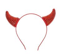 NUOBESTY Cerchietto Corna Diaboliche Rosse per Halloween, Accessorio Chioma Design Scintillante, Materiale Plastico e Metallo, Comodo e Facile da Indossare per Feste e Spettacoli