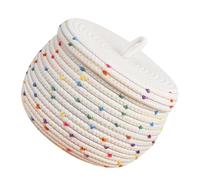 NUOBESTY Cesta Intrecciata in Cotone con Coperchio Organizer Porta Trucchi e Contenitori per Bagno Resistente e Compatto per Cosmetici Snack e Oggetti Vari