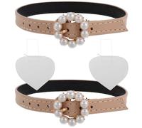 NUOBESTY Cinturino Scarpe per Caviglia in Ecopelle Beige con Bottoni Decorativi, Anti-drop e Antiscivolo, Cinturino Elegante per Tacchi Alti da Donna, 1 Paio