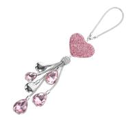 NUOBESTY Ciondolo per Specchietto Retrovisore Auto Cuore in Plastico Rosa Cristalli, Resistente e Anti-sbiadimento, Decorazione Creativa per Interni Auto e Ufficio
