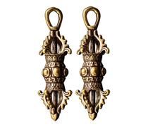 NUOBESTY Ciondolo Portachiavi in Vajra Pestle Vintage 2 Pezzi Decorazione Sospesa Per Borse e Chiavi Design e Compatto Simbolo Saggezza e Protezione