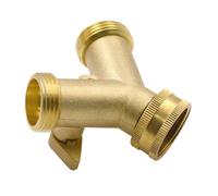 NUOBESTY Collettore in Ottone per Tubo da Giardino 3/4" Divisore a 2 Vie e Valvola a Y, Connettore Anti-Perdita per Irrigazione, Lavaggio Auto e Cura Prato