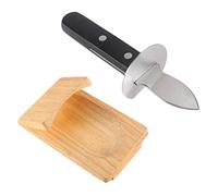 NUOBESTY Coltello da Ostriche Professionale 2 Pezzi con Manico in Legno e Lama in Materiale Sintetico, Facile da Usare per Aprire Ostriche e Capesante Colore Casuale