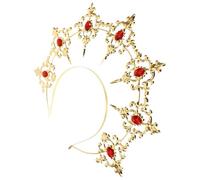 NUOBESTY Corona Barocca da Donna in Metallo Strass Rossi, Fascia Leggera e Confortevole per Feste Cosplay, Balli e Servizi Fotografici, Accessorio Fotografico e Copricapo Lolita Elegante