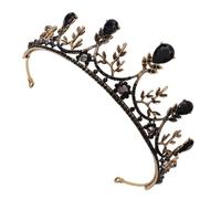 NUOBESTY Corona D’Epoca Vintage Nuziale da Sposa Strass Nero Oro Accessorio per Chioma da Spettacolo Matrimonio e Compleanno Copricapo Decorativo per Fotografia e Cosplay