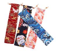 NUOBESTY Custodia per Ventaglio Pieghevole Chiusura a Coulisse 4 Pezzi Porta Ventaglio Portatile Leggero per Ventagli Giapponesi e Cinesi Borsa Multiuso per Viaggi e Piccoli Accessori