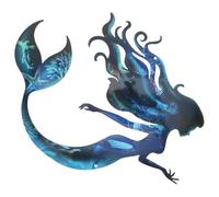 NUOBESTY Decorazione Murale Sirena in Ferro Blu per Patio e Prato | Tema Artistico Romantico, Uso Versatile, Installazione Facile, per Giardino, Interno ed Esterno