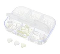 NUOBESTY Decorazioni per nail art in resina trasparente a forma di cuore, 1 box, 6 griglie, accessori per manicure fai da te, cuori piccoli e grandi, effetto trasparente, facili da portare