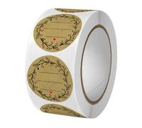 NUOBESTY Etichette Adesive per Barattoli e Bottiglie 500 Pezzi Adesivi Sigillanti in Carta Kraft Design Ramo d'Ulivo Etichette per Conserve e Prodotti da Forno Fatti in Casa