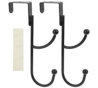 NUOBESTY Ganci Appendiabiti senza Punzonatura in Ferro, Set da 2 Grucce a Doppio Gancio per Porta, per Bagno, Cucina e Organizzazione Casa, Capacità Portante Elevata e Protezione Pareti