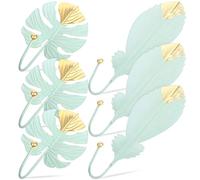 NUOBESTY Ganci da Parete in Ferro a Forma di Foglia Set da 6 Pezzi Verde e Oro Ganci Decorativi per Cappotti Asciugamani e Chiavi per Cucina Bagno Camera da Letto e Veranda
