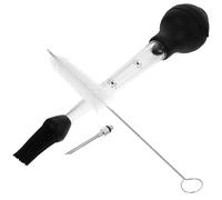 NUOBESTY Iniettore per Carne in Acciaio Resistente Ago Aromatizzante e Pennello Strumento per Condimenti per Tacchino e Barbecue Set Pratico in Silicone per Pollo Arrosto e Carne alla