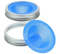 NUOBESTY Kit 2 Pezzi Coperchi Germoglianti in Acciaio Inox per Barattoli a Bocca Larga 86 Mm Retine Filtranti Riutilizzabili per Coltivazione Germogli Domestica di Soia e Legumi