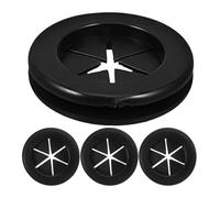 NUOBESTY Kit 4 Pezzi Passacavi in Gomma Nera Resistente al Fuoco e Occhielli Bifacciali per Scrivania e Ufficio Anello Regolabile per Protezione Cavi e Fissaggio Sicuro