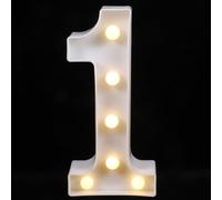NUOBESTY Lampada a LED Numero 1 in Plastica Leggera, Insegna Luminosa Decorativa per Feste e Matrimoni, Luce Numero 1 per Decorazione Casa, Bar e Camere da Letto, Luce Decorativa Romantica
