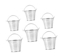 NUOBESTY Mini Secchielli in Metallo Riutilizzabili Da 5.6x5.6x4cm e 7.7x7.5x5.6cm, Piccoli Secchi Di Ferro in Miniatura Per Bambini, Decorativi e Pratici Per Feste, Dolcetti e Giochi, Set Da 6 Pezzi