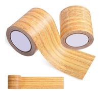 NUOBESTY Nastro per Venature del Legno 2 Pezzi Rotolo Adesivo per Riparazione Mobili Pavimenti Porte e Tavoli Effetto Venatura Legno Realistico Materiale Composito Opp e PE Facile da