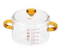 NUOBESTY Pentola in Vetro Borosilicato con Coperchio e Doppia Maniglia Resistente Calore Estremo Piccola Casseruola Trasparente per Zuppe e Verdure Utile per Cucina Quotidiana