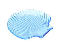 NUOBESTY Piatto Frutta Vetro Cristallo Blu Scallop Ciotola Display Gioielli Vassoio Trasparente per Tavola e Casa per Insalate e Snack