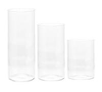 NUOBESTY Portacandele in Vetro Trasparente Cilindrico 3 Pezzi, Copricandela Antivento per Candele a Colonna Alte 47X60/90/120 MM, Paralume per Decorazioni Casa, Matrimonio e Festa