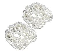 NUOBESTY Retina per Chioma con Perle e Strass Fatta a Mano Copri Chignon Elastico Bianco per Danza Classica Set 2 Pezzi per Ballerine Feste e Spettacoli
