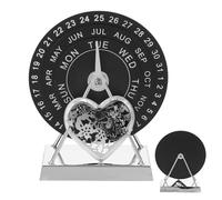 NUOBESTY Scrivania Manuale Rotante in Metallo e Disco Circolare con Data Mese Decorazione Minimalista Regalo Originale
