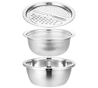 NUOBESTY Set 3 Pezzi Bacinelle Scolapasta in Acciaio Inox Multifunzione per Lavare, Grattugiare e Affettare Verdure, Bacino Domestico Pratico per Cucina Quotidiana