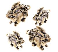 NUOBESTY Set 4 Ciondoli a Forma Di Coniglio in Ottone Mini e Grande, Decorazioni Artigianali Vintage Per Portachiavi, Ornamenti Creativi Per Regalo Ad Amici e Familiare