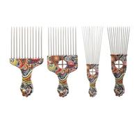 NUOBESTY Set 4 Pettini in Acciaio Inossidabile per Chioma Ricci e Parrucche Strumento Professionale per Styling e Trecce Pettini Resistenti per Chioma Spessi e Sottili Uso Quotidiano e