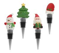 NUOBESTY Set 4 Pezzi Tappi per Bottiglia di Vino Riutilizzabili a Tema Natale Decorazioni a Cartone Animato Tappi per Vino Sigillati per Feste Casa e Regali Natalizi