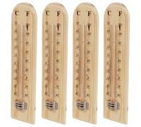 NUOBESTY Set 4 Termometri da Parete in Legno Naturale per Cantina e Fermentazione Termometro Analogico per Casa e Giardino Monitor Temperatura Interni ed Esterni -40℃~+50℃
