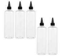 NUOBESTY Set 5 Bottiglie in Plastica 500ml Beccuccio Punta e Tappo, Applicatore per Olio e Tintura Chioma, Bottiglia per Liquidi e Lozioni, per Uso Cosmetico e Parrucchiere