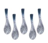 NUOBESTY Set 5pezzi Cucchiai da Minestra in Ceramica Blu Stile Classico Giapponese, Ecologici e Lucidati, per Uso Domestico in Cucina