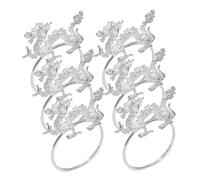 NUOBESTY Set 6 Anelli per Tovaglioli in Metallo a Forma di Drago Cinese, Porta Tovaglioli per Sala da Pranzo, Decorazione Tavola per Feste e Capodanno, Lega di Zinco Resistente e