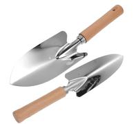 NUOBESTY Set da 2 Attrezzi da Giardinaggio Manuali Pala e Cazzuola in Acciaio Resistente Manico in Legno Robusto per Trapianto e Piantagione in Giardino Cortile e Fattoria