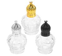 NUOBESTY Set da 3 Flaconi Roll-On per Profumo 15 Ml in Vetro Sfera Rotante Tappo Oro Nero e Argento Flaconi di Olio da Viaggio Portatili per Uso Quotidiano e Viaggi