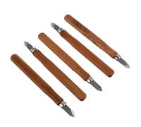 NUOBESTY Set da 5 Coltelli per Intaglio Legno Manico Marrone in Materiale Sintetico, Strumenti per Incidere e Tracciare Linee, per Xilografia e Lavorazione Artigianale
