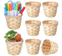 NUOBESTY Set da 6 Cestini Portaoggetti in Intrecciato Cestini da Tavolo Leggeri e Resistenti Decorativi per Fiori e Articoli Vari per Casa e Cucina