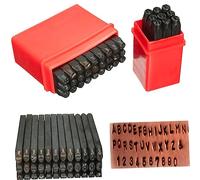 NUOBESTY Set di 36 Punzoni per Lettere Dellalfabeto Numeri Utensili Artigianali in Acciaio Timbro in Pelle Scatola di Immagazzinaggio per Marcatura in Metallo da 2 Mm