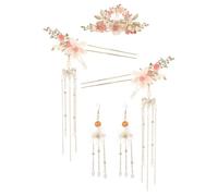 NUOBESTY Set di Accessori per Chioma in Lega Stile Tradizionale Hanfu Spille, Pettine e Orecchini per Concorsi di Bellezza e Compleanni