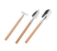 NUOBESTY Set di Attrezzi da Giardino Portatili 3 in 1 con Pala, Rastrello e Vanga in Legno e Acciaio Inox per Piante in Vaso e Giardini Sul Davanzale Uso Domestico