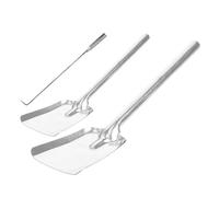 NUOBESTY Set di Strumenti per Caminetto 3 Pezzi in Acciaio Spesso Pala per Cenere Grande e Piccola, Gancio per Legna, Utensili Antiscivolo per Pulizia Focolare Domestico e Barbecue